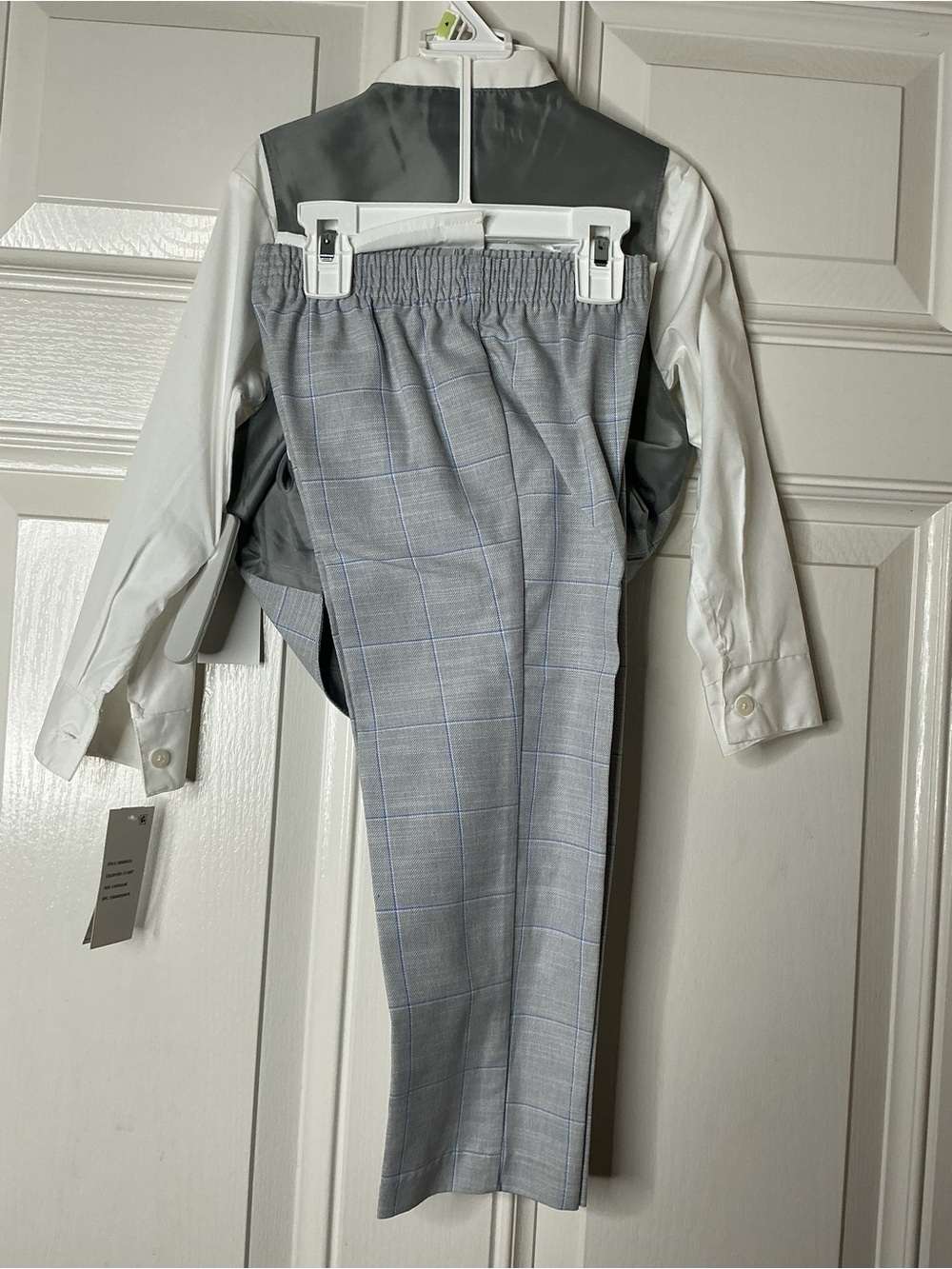 Nautica Light Gray Plaid Vest & Pants with Pink Tie - Picture 3 of 3